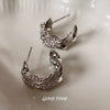 Metal Microinlaid Zircon Retro Twist Cshaped Women's Earrings With Silver Needles And Electroplating