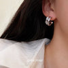 Metal Microinlaid Zircon Retro Twist Cshaped Women's Earrings With Silver Needles And Electroplating