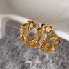 Metal Microinlaid Zircon Retro Twist Cshaped Women's Earrings With Silver Needles And Electroplating