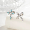 Metal Micropaved Zircon Cross Couple Piercing Earrings