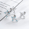 Metal Micropaved Zircon Cross Couple Piercing Earrings