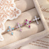 Metal Micropaved Zircon Cross Couple Piercing Earrings