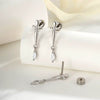 Metal Micropaved Zircon Dagger Cross Piercing Earrings For Couple