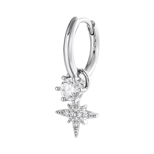 Metal Micropaved Zircon Star Earrings
