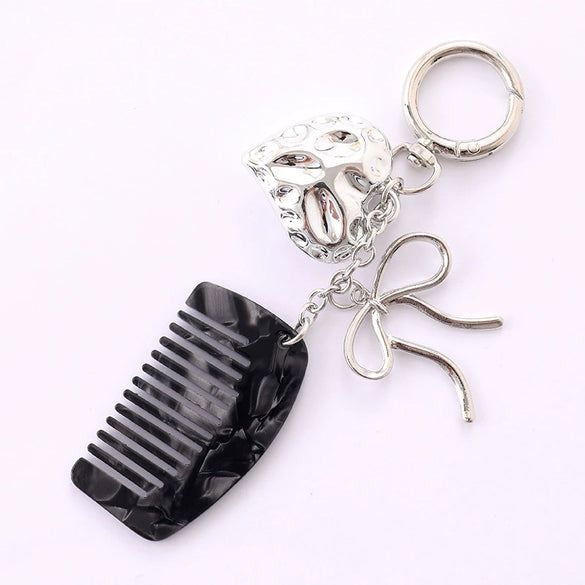 Metal Mini Comb Keychain Pendant Love Luggage Mobile Phone Hanging Semimanual Simple Style