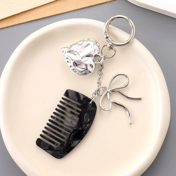 Metal Mini Comb Keychain Pendant Love Luggage Mobile Phone Hanging Semimanual Simple Style