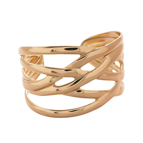 Metal Multi Layer Cross Glossy Open Bracelet With Electroplating