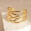 Metal Multi Layer Cross Glossy Open Bracelet With Electroplating