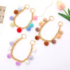 Metal Multicolor Fluffy Ball Beaded Mobile Phone Lanyard Keychain Pendant Replacement Chain Semimanual