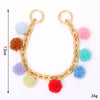 Metal Multicolor Fluffy Ball Beaded Mobile Phone Lanyard Keychain Pendant Replacement Chain Semimanual