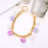 Metal Multicolor Fluffy Ball Beaded Mobile Phone Lanyard Keychain Pendant Replacement Chain Semimanual