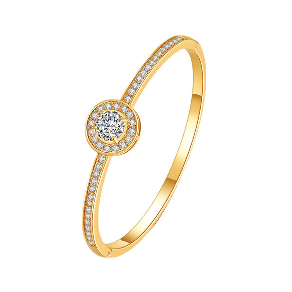 Metal Natural Style Diamond Gypsophila Round Women's Electroplated Bracelet