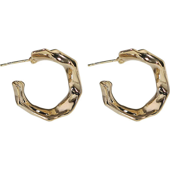 Metal Needle Design Pleated Geometric Electroplated Women's Earrings
