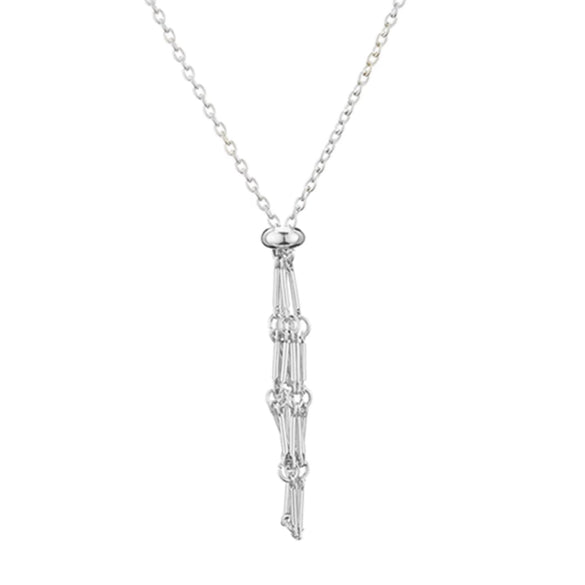 Metal Net Pocket Necklace With Geometric Pattern And Electroplated Iron Pendant For Women