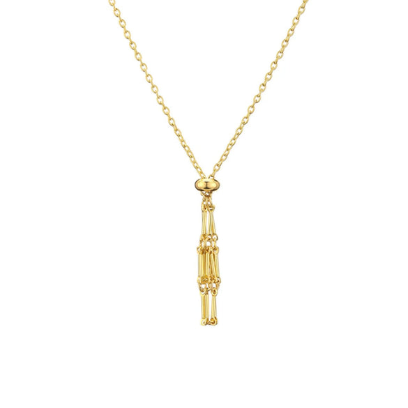 Metal Net Pocket Necklace With Geometric Pattern And Electroplated Iron Pendant For Women