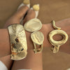 Metal Niche Liquid Metal Beat Pattern Spring Buckle Wide Bracelet With Electroplating