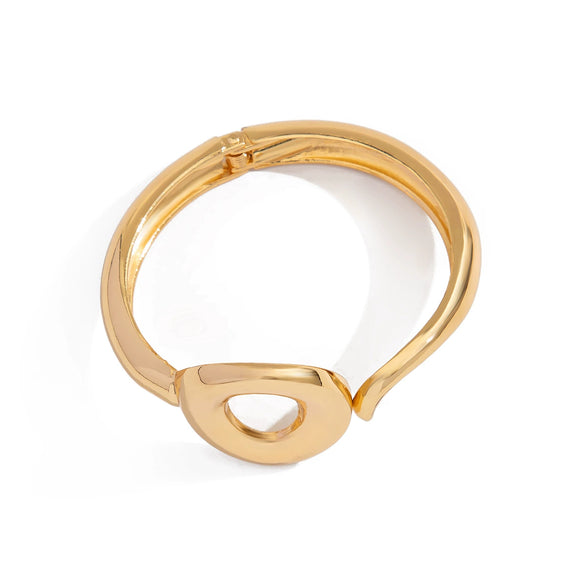Metal Niche Liquid Metal Beat Pattern Spring Buckle Wide Bracelet With Electroplating