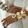 Metal Niche Liquid Metal Beat Pattern Spring Buckle Wide Bracelet With Electroplating