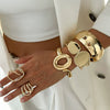 Metal Niche Liquid Metal Beat Pattern Spring Buckle Wide Bracelet With Electroplating
