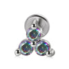 Metal Opal Zircon Triangle Ear Nail With Diamond Design Stainless Steel