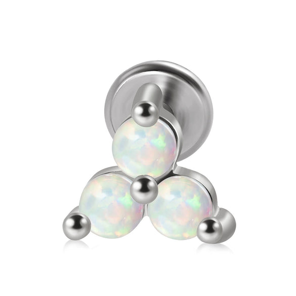 Metal Opal Zircon Triangle Ear Nail With Diamond Design Stainless Steel