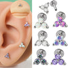 Metal Opal Zircon Triangle Ear Nail With Diamond Design Stainless Steel