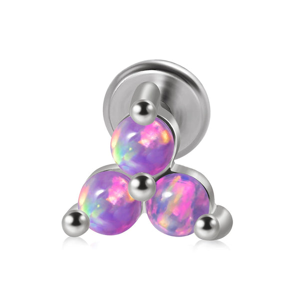 Metal Opal Zircon Triangle Ear Nail With Diamond Design Stainless Steel