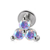Metal Opal Zircon Triangle Ear Nail With Diamond Design Stainless Steel