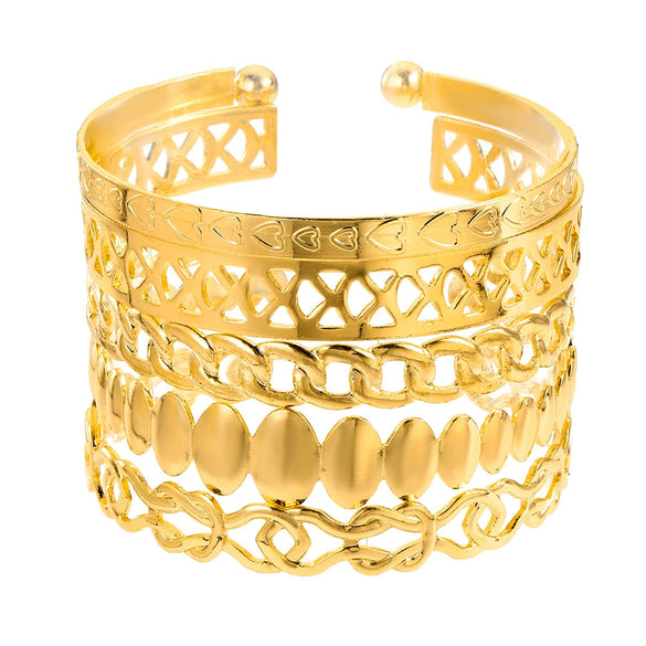 Metal Open Bracelet Iron Alloy Geometric Electroplated For Women And Unisex