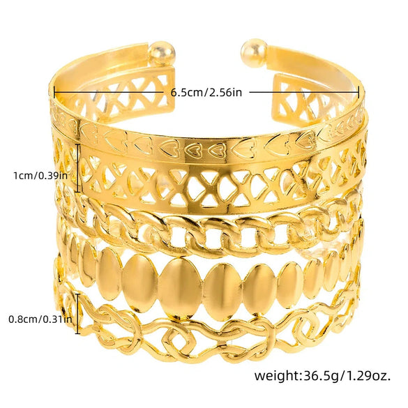 Metal Open Bracelet Iron Alloy Geometric Electroplated For Women And Unisex