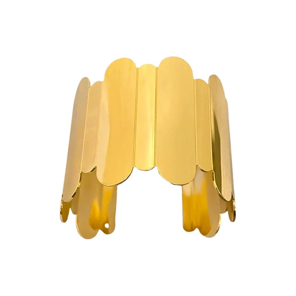 Metal Open Bracelet With Geometric And Plant Flowers Pattern Electroplated Simple Exaggerated Personality Jewelry