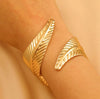 Metal Open Leaf Design Women's Bracelet Ring Jewelry Set With Electroplating