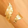 Metal Open Leaf Design Women's Bracelet Ring Jewelry Set With Electroplating