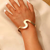 Metal Open Leaf Design Women's Bracelet Ring Jewelry Set With Electroplating