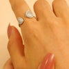 Metal Open Leaf Design Women's Bracelet Ring Jewelry Set With Electroplating