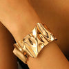 Metal Open Leaf Design Women's Bracelet Ring Jewelry Set With Electroplating