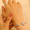 Metal Open Leaf Design Women's Bracelet Ring Jewelry Set With Electroplating