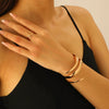 Metal Open Leaf Design Women's Bracelet Ring Jewelry Set With Electroplating