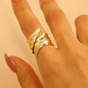 Metal Open Leaf Design Women's Bracelet Ring Jewelry Set With Electroplating