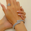 Metal Open Leaf Design Women's Bracelet Ring Jewelry Set With Electroplating