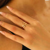Metal Open Leaf Design Women's Bracelet Ring Jewelry Set With Electroplating
