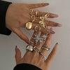 Metal Open Ring With Liquid Lava Butterfly Design Geometric And Animal Patterns Electroplated For Women