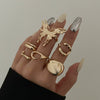 Metal Open Ring With Liquid Lava Butterfly Design Geometric And Animal Patterns Electroplated For Women