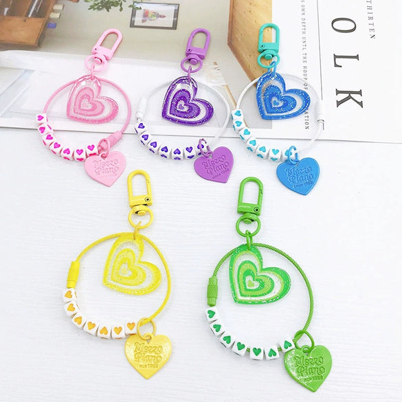 Metal Peach Heart Keychain Pendant Modern And Minimalist Baking Paint Decorative Pendant