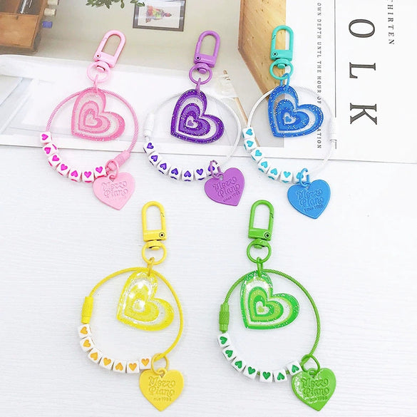 Metal Peach Heart Keychain Pendant Modern And Minimalist Baking Paint Decorative Pendant