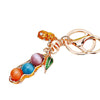 Metal Peanut Shaped Rhinestone Opal Keychain And Bag Pendant