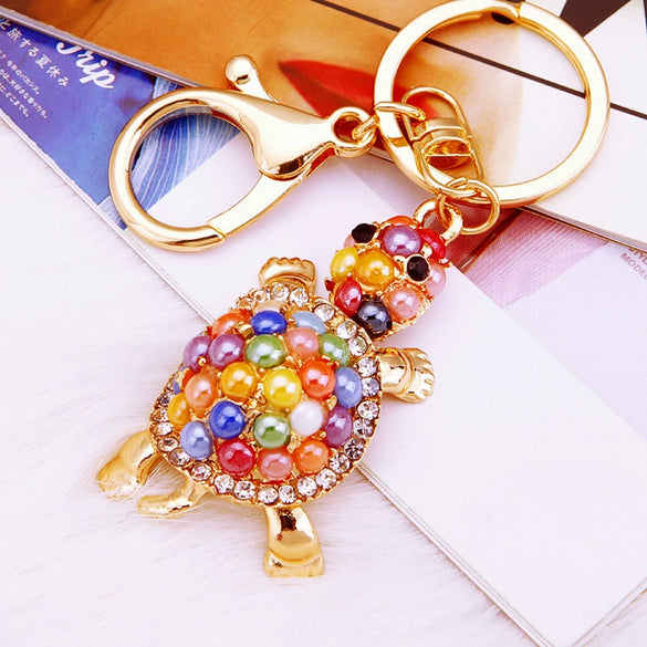 Metal Peanut Shaped Rhinestone Opal Keychain And Bag Pendant