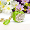 Metal Peanut Shaped Rhinestone Opal Keychain And Bag Pendant