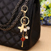 Metal Peanut Shaped Rhinestone Opal Keychain And Bag Pendant