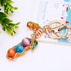 Metal Peanut Shaped Rhinestone Opal Keychain And Bag Pendant